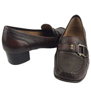 SIOUX Germany Loafers Block Heel Brown Leather Square Toe Women's Size 5.5 UK